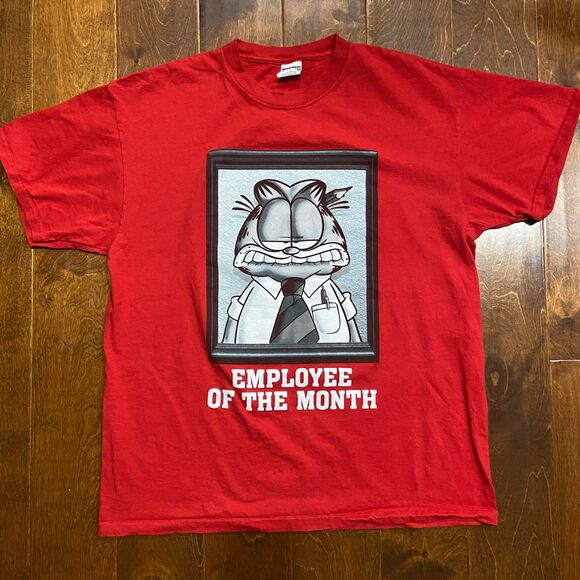Jerzees Vintage Y2K Garfield Employee Of The Month Red T-Shirt Men's Size XL - Picture 3 of 7